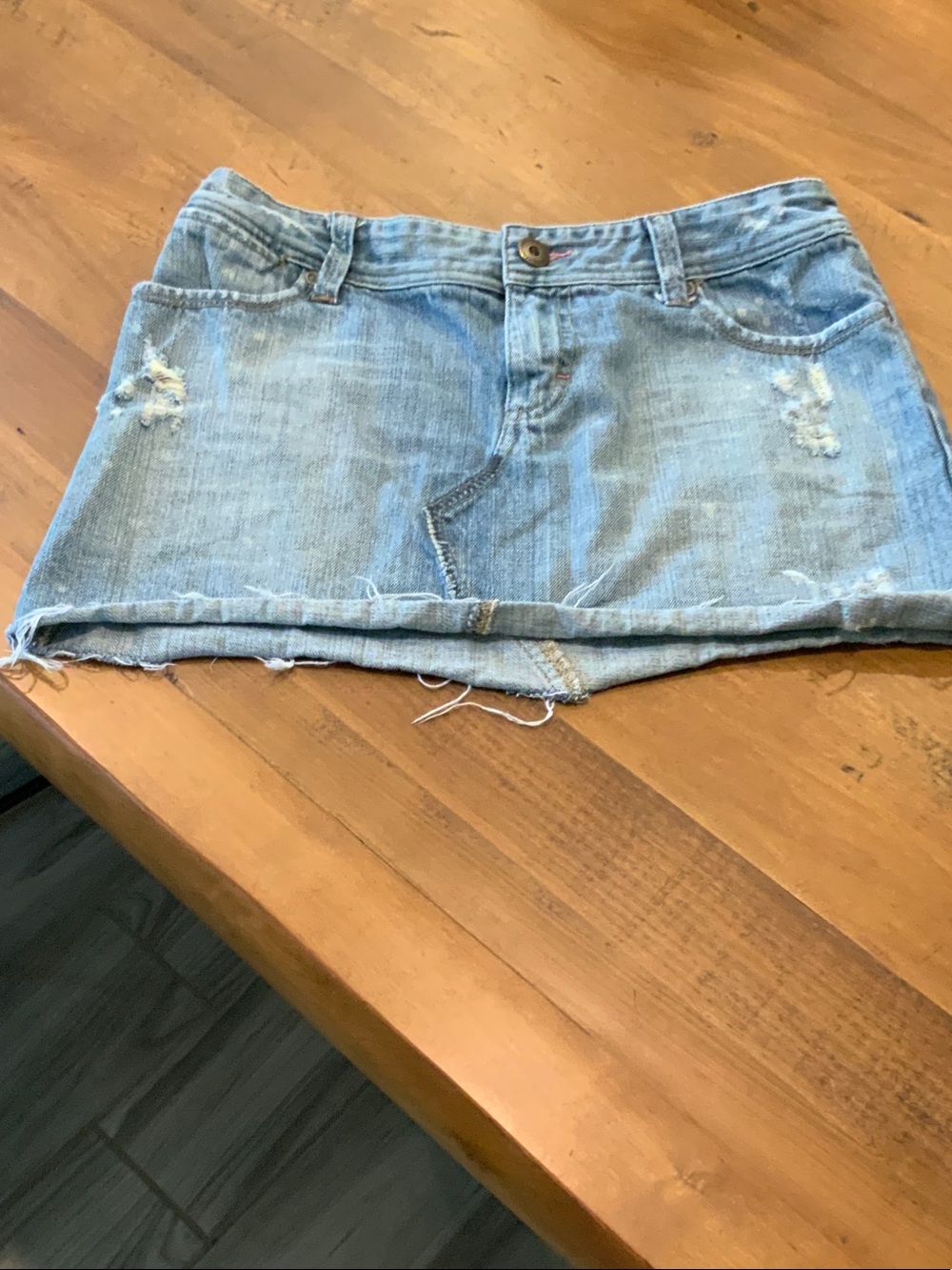 American Eagle Outfitters Light Blue Denim Waistband with Pink Script Logo